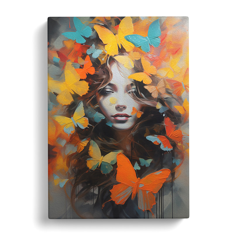 Butterfly Contemporary - Wrapped Canvas Print, 76cm H x 50cm W x 3cm D