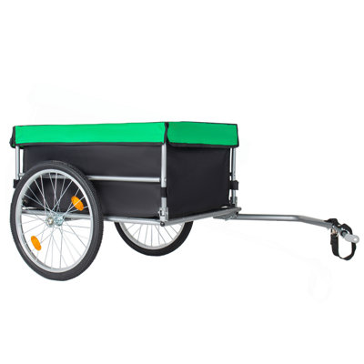 Remorque pliable de vélo-cargaison de vélo avec roues de 20 po, housse amovible, cadre pliable à dégagement rapide, chariot de vélo, remorque de chariot pour bagages, outils, épicerie. Vert
