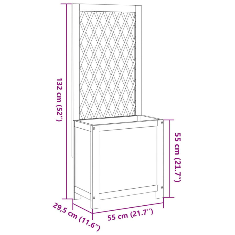 Harlow Wood Elevated Planter, 132cm H x 55cm W x 29.5cm D