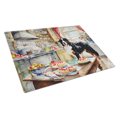 Planche à découper en verre avec bouvier bernois