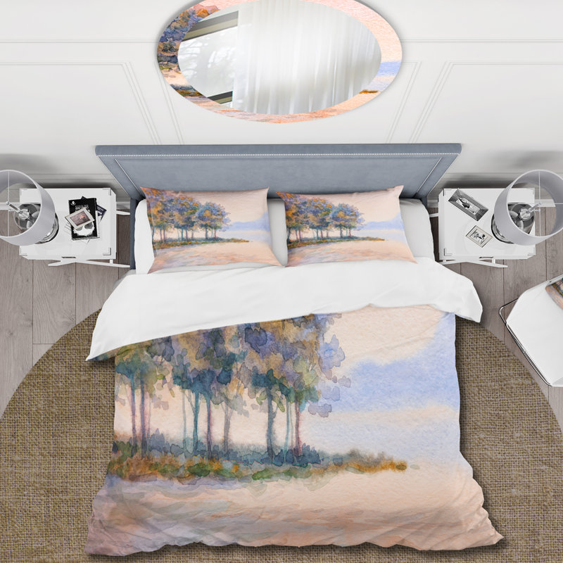Coucher de soleil sur le lac II - ensemble de housse de couette traditionnel - microfibre de polyester
