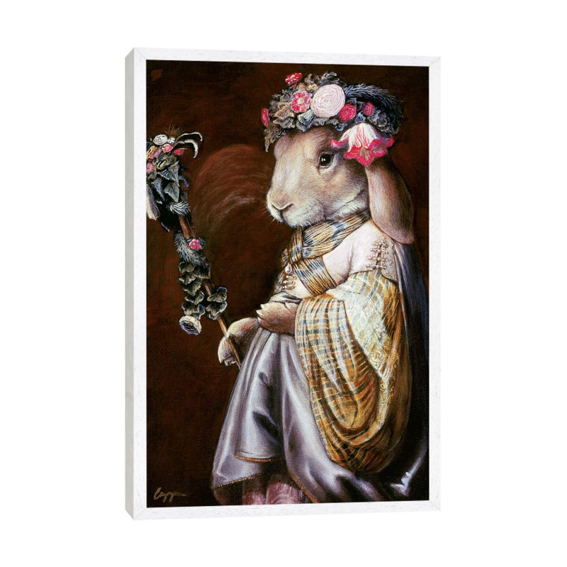 Floral Op by Melinda Copper - Painting on Canvas, White Framed, 101.6 cm H x 66.04 cm W