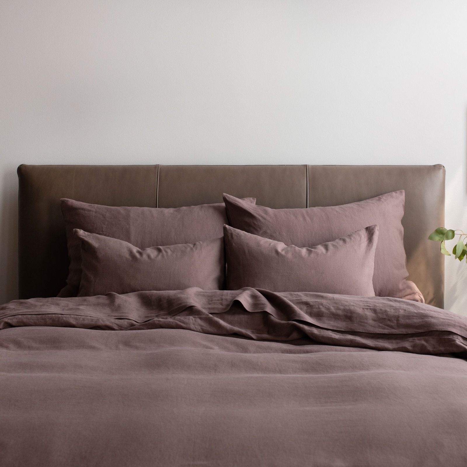 100% French Linen Duvet Cover & Sham Set, Queen Duvet Cover + 2 Standard Pillow Shams, Clove