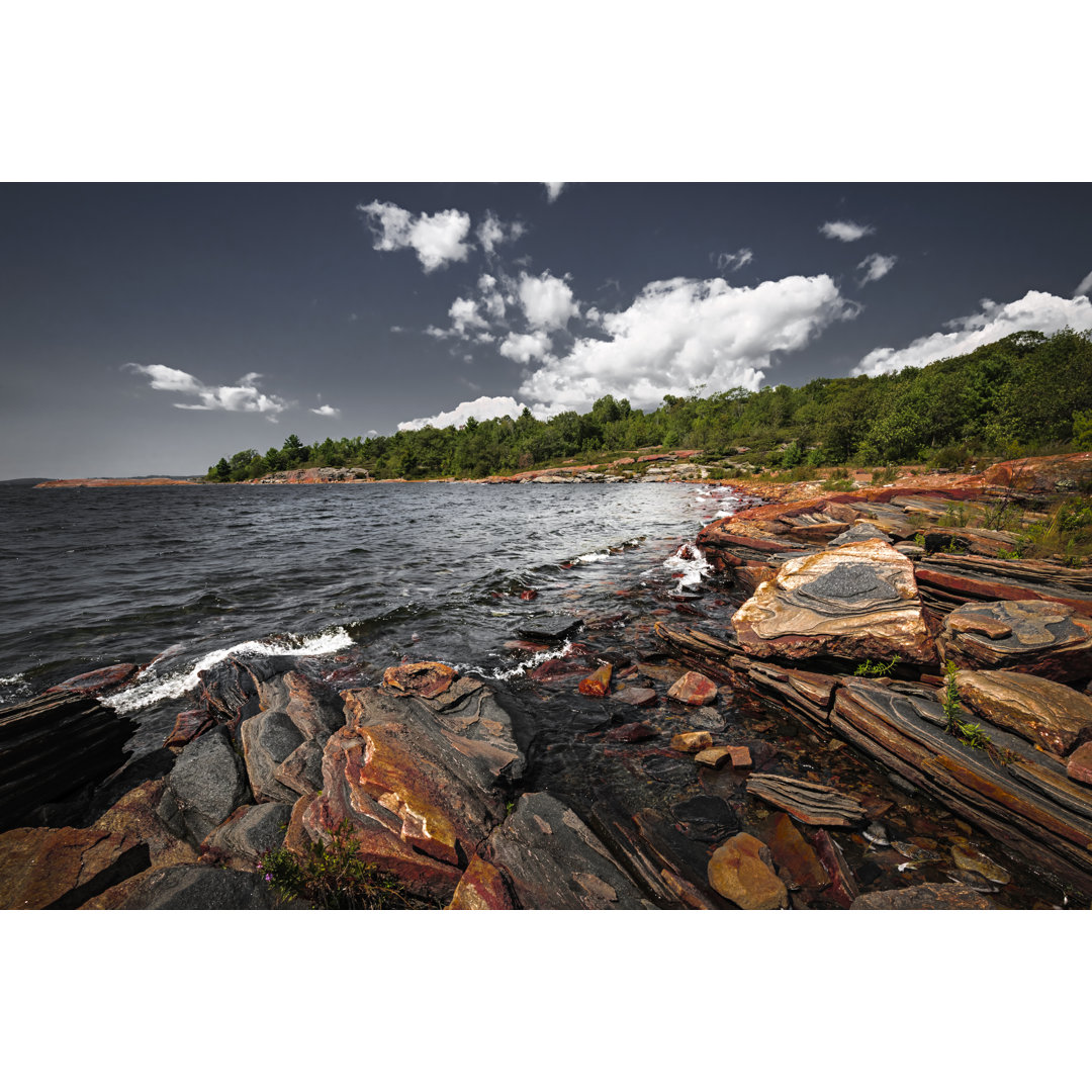 Rocky Shore Of Georgian Bay by Elenathewise - Wrapped Canvas Print