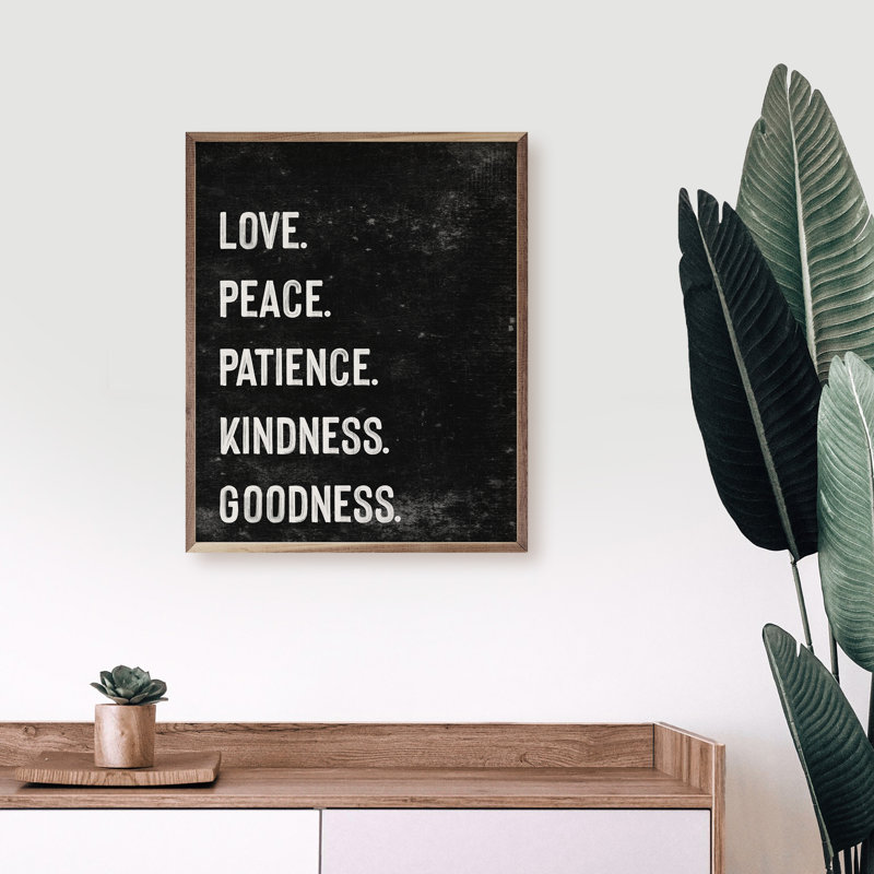 Love Peace Patience Kindness Goodness - noir, Noir, L 16 po x H 20 po