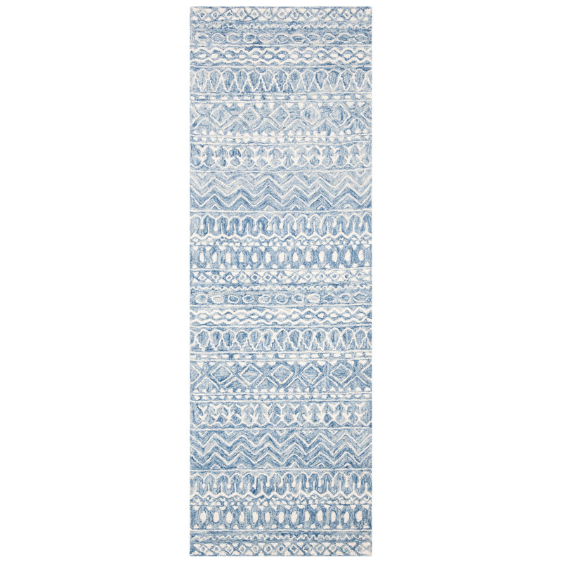 Tapis en laine et coton touffeté à la main Crelake, Tapis de couloir 2 pi 3 po x 8 pi