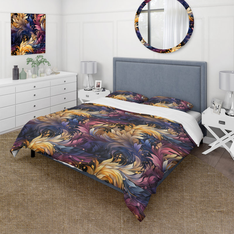 Ensemble de housse de couette multicolore, Housse de couette simple + 1 taie décorative stan