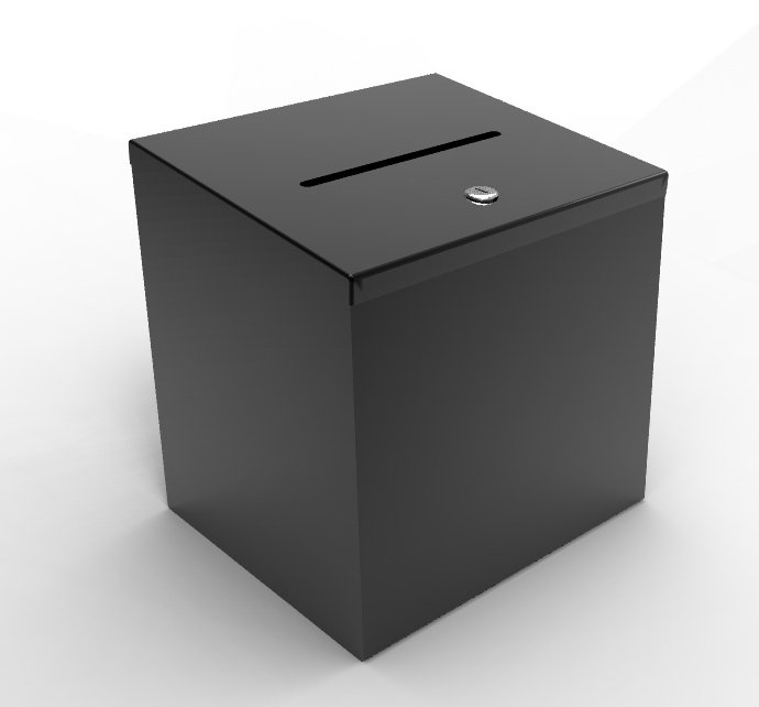 FixtureDisplays® Boîte, collecte de fonds en métal 9 pi x 9 po x 9 po 10918 noir, Noir