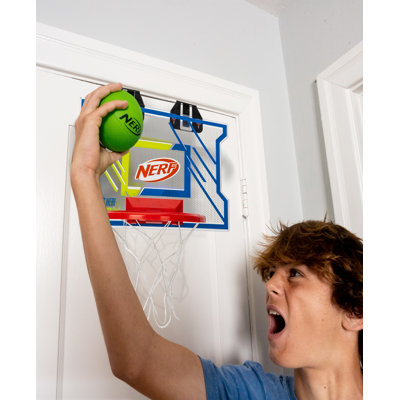 NERFOOP Elite Basketball Hoop Set - Over The Door Mini Hoop Set With NERF Foam Basketball - Perfect Bedroom + Office Accessory Hoop - Includes Foam Ball