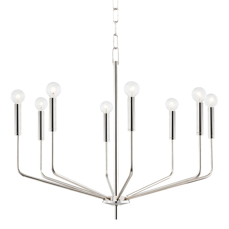 8 - Light Metal Chandelier,  Polished Nickel