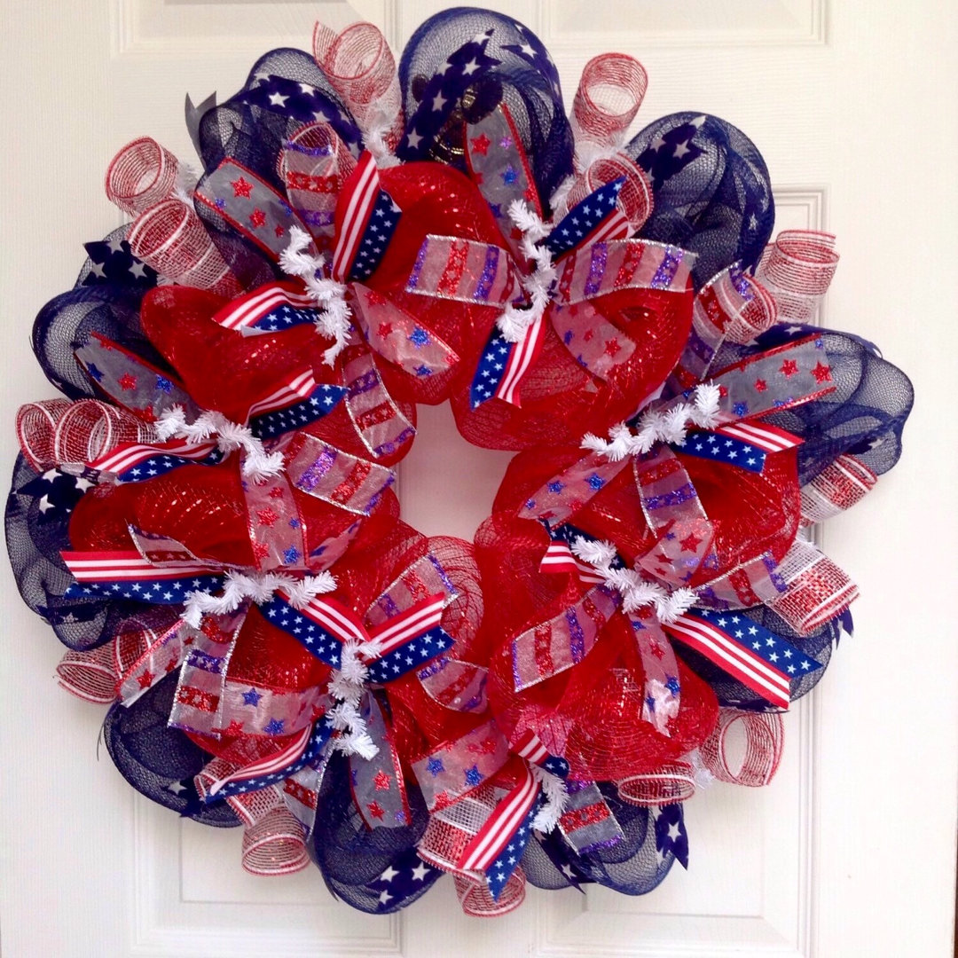 Patriotic Wreath All Ribbons Red White and Blue The Holiday Aisle®