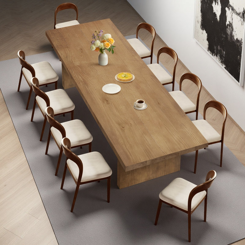 Ensemble de grande table de salle à manger et chaises pour 10 personnes en bois massif, H 29,53 po x l 94,5 po x P 39,37 po