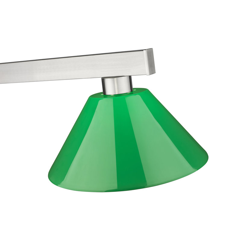 Caine 3 - Light Dimmable Modern Linear Chandelier, Green, Brushed Nickel