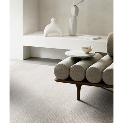 Tapis crème / en laine tissé à la machine Livas