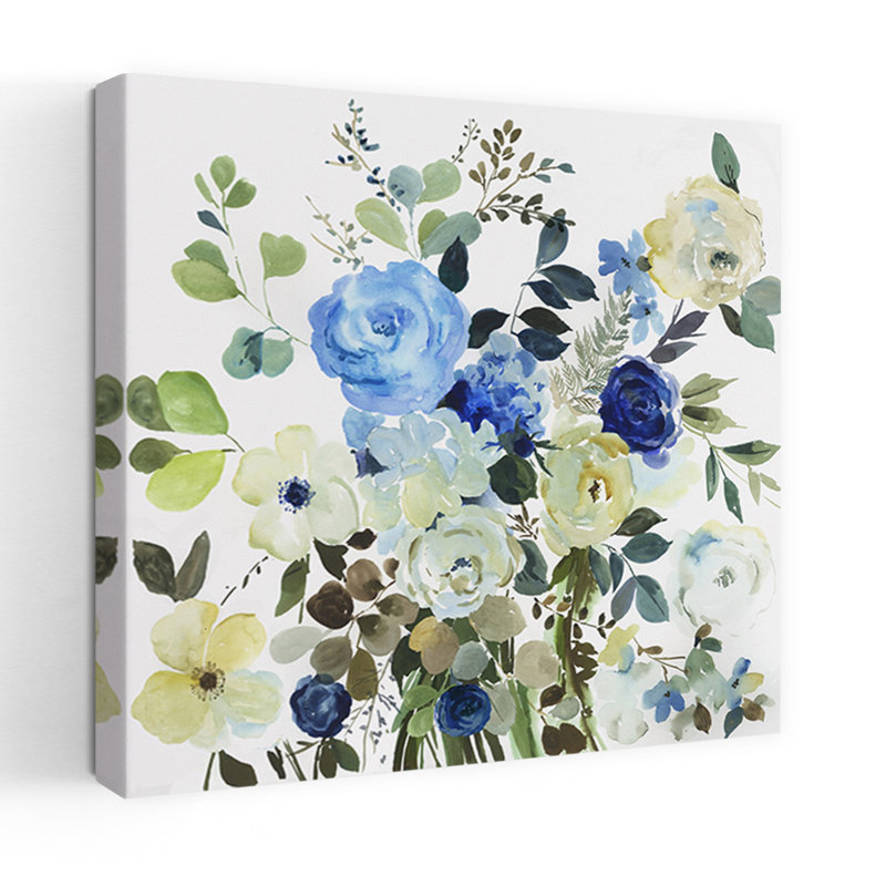 Accent floral bleu délicat, élégant, vibrant, nature, art floral, H 18 po x l 18 po