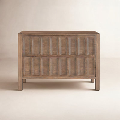 2-Drawer Wide Oak Nightstand