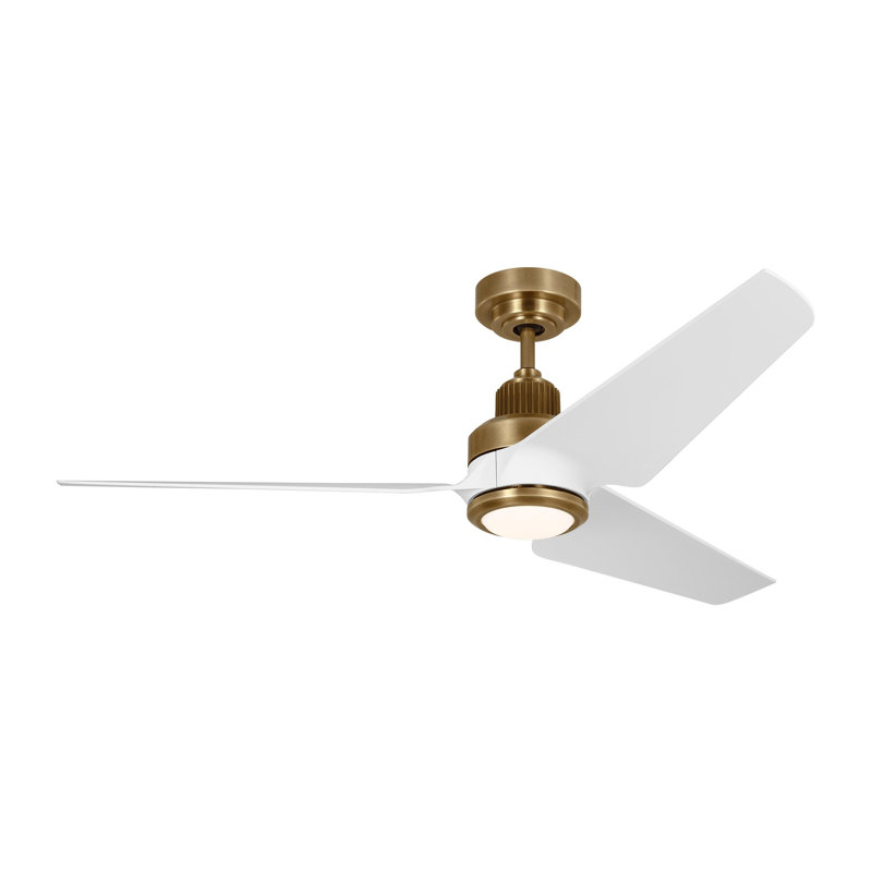 Smart LED Downrod Ceiling Fan, Hand Rubbed Brass