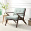 Chaise d'appoint Mid-Century moderne avec coussins moelleux - structure en bois massif de 30 po avec accoudoirs en angle pour le salon