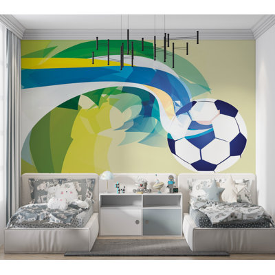 Murale pelez et collez de qualité supérieure - soccer abstrait