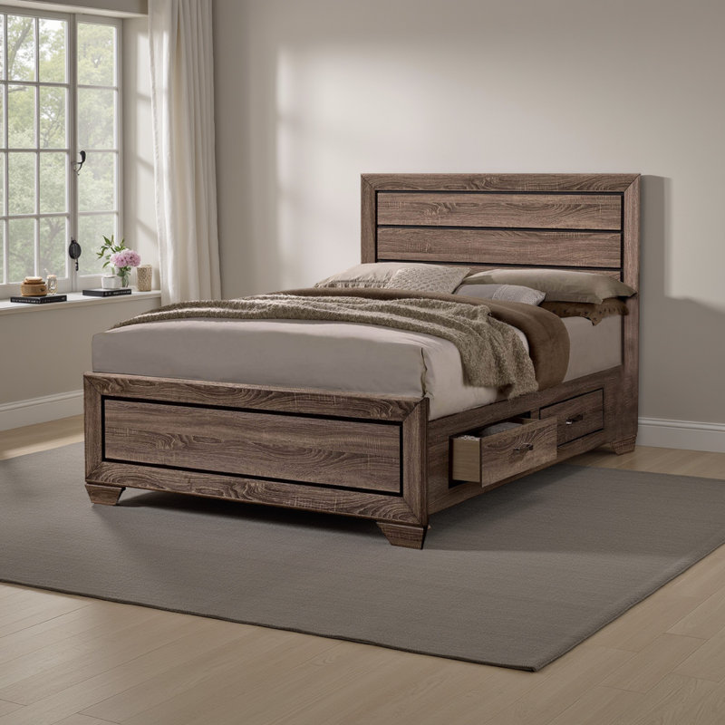 Jujuan Platform Storage Bed, Brown, Queen