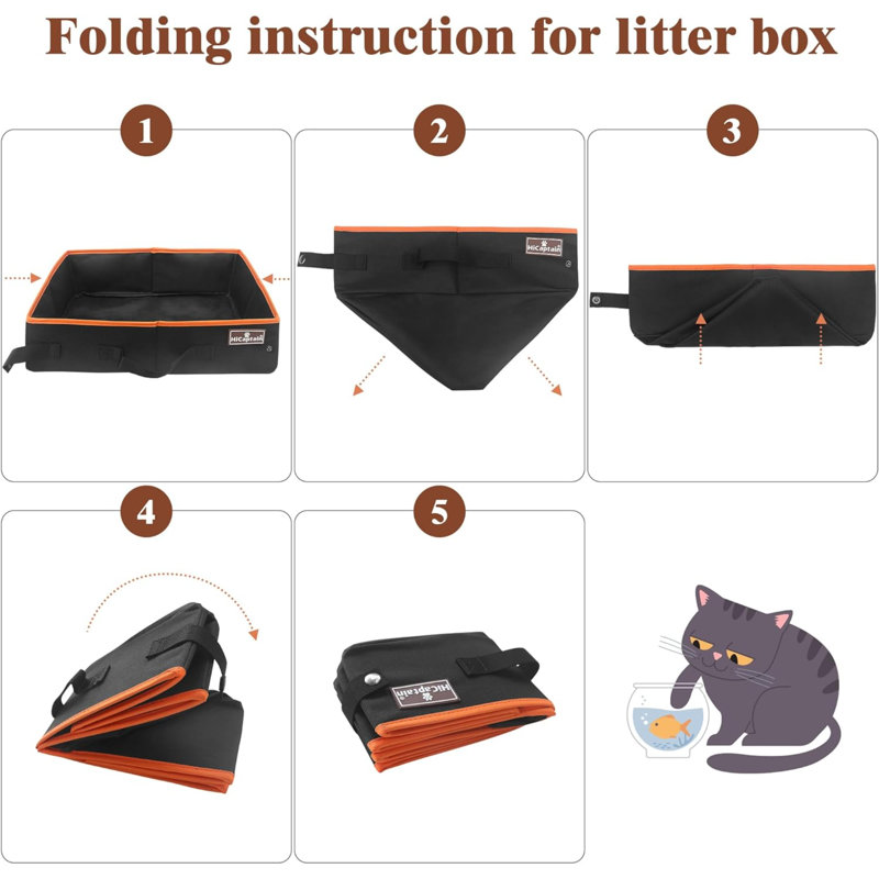 Litière portative pour chat, bac à litière pliable pour le voyage en voiture, transporteur de plateau pliable pour les petits chats moyens