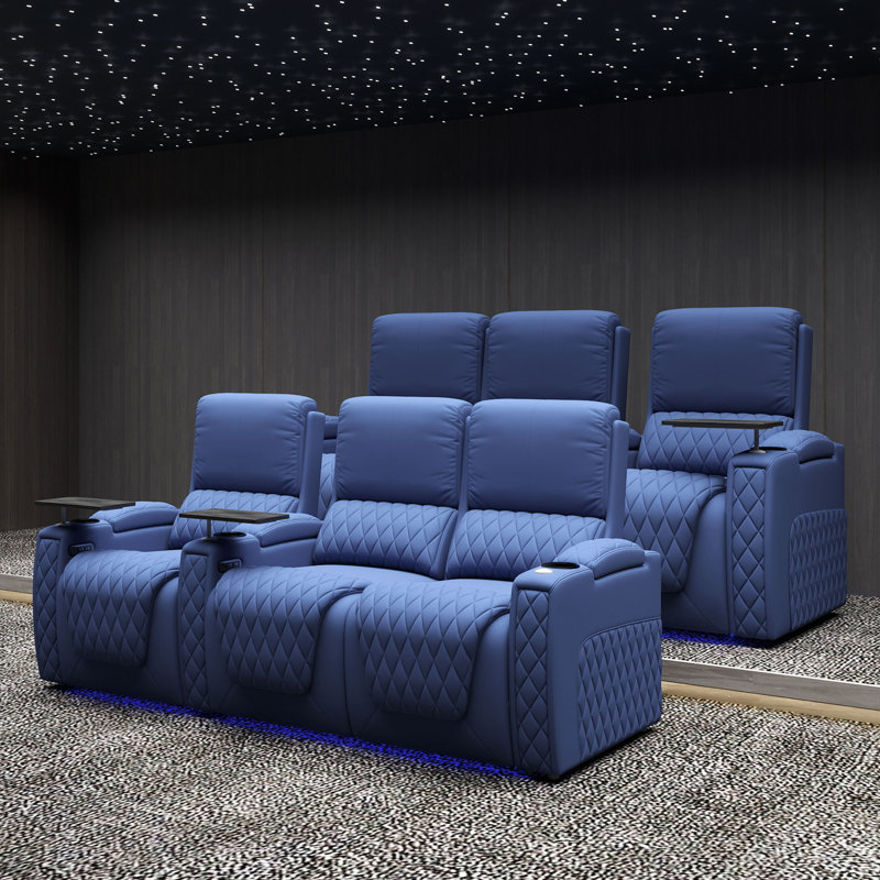 Canapé inclinable électrique Haiylee , Cuir véritable bleu