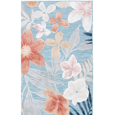 Aadham Floral Navy Blue/Aqua/Rust Indoor / Outdoor Area Indoor/Outdoor Area Rug