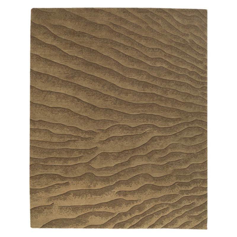 Dunes Wool Abstract Area Rug in Beige/Brown, Rectangle 8' x 10'