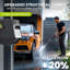 Laveuse à pression murale 5500PSI - 5 leviers avec boyau rétractable 100pi pour voiture / allée, rembobinage automatique, verrou de toute longueur, noir