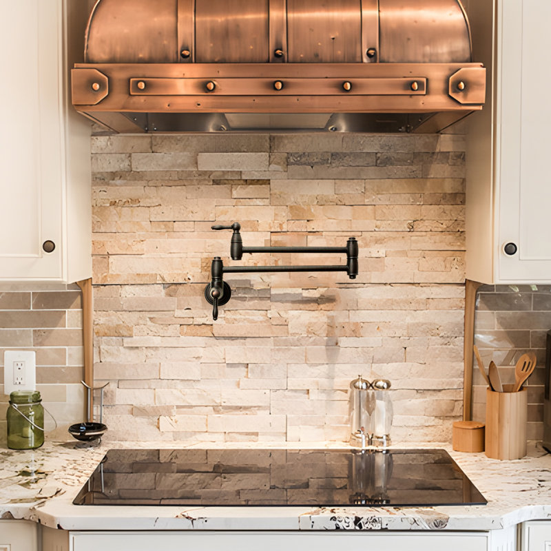 Wall Mount Brass Pot Filler with 2 Handles, Oil Rubbed Bronze