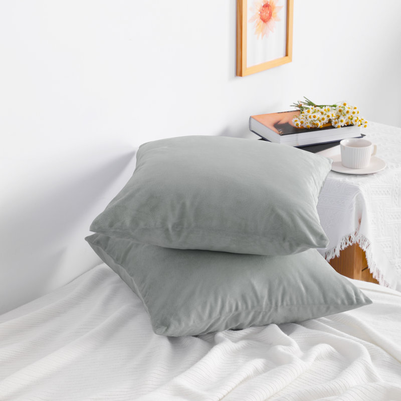 Housse de coussin carré à fermeture à glissière, housse en velours de luxe, très douce - NTBAY, Gris clair