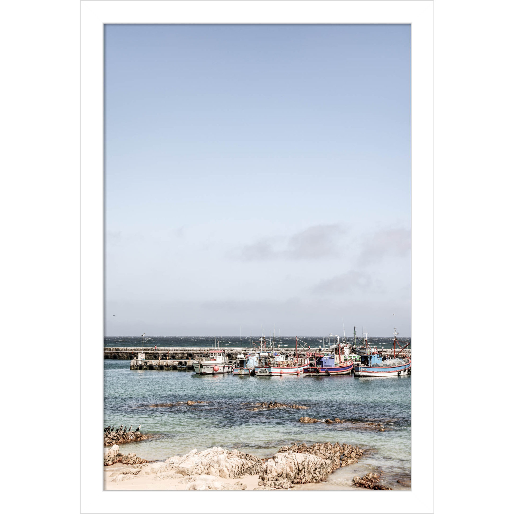 Kalk Bay Beach by Shot by Clint Wood Framed Wall Art Print, White, 17" H x 12" W