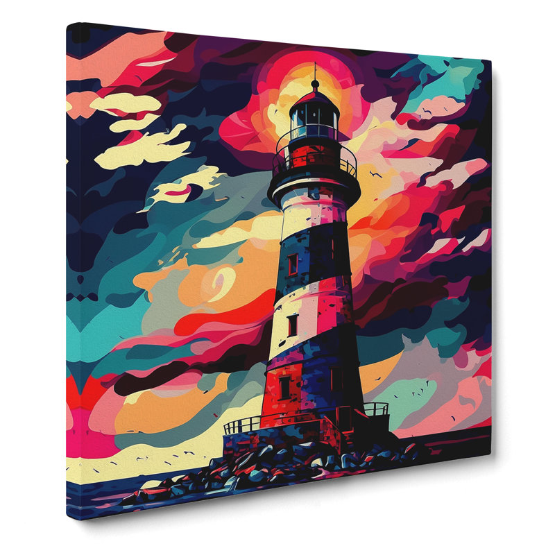 Lighthouse Fauvism No.1 - Wrapped Canvas, 35cm H x 35cm W x 3cm D
