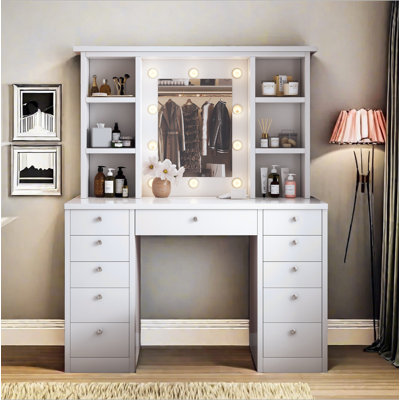 Bureau de coiffeuse avec miroir et lumières pour le maquillage Fashion