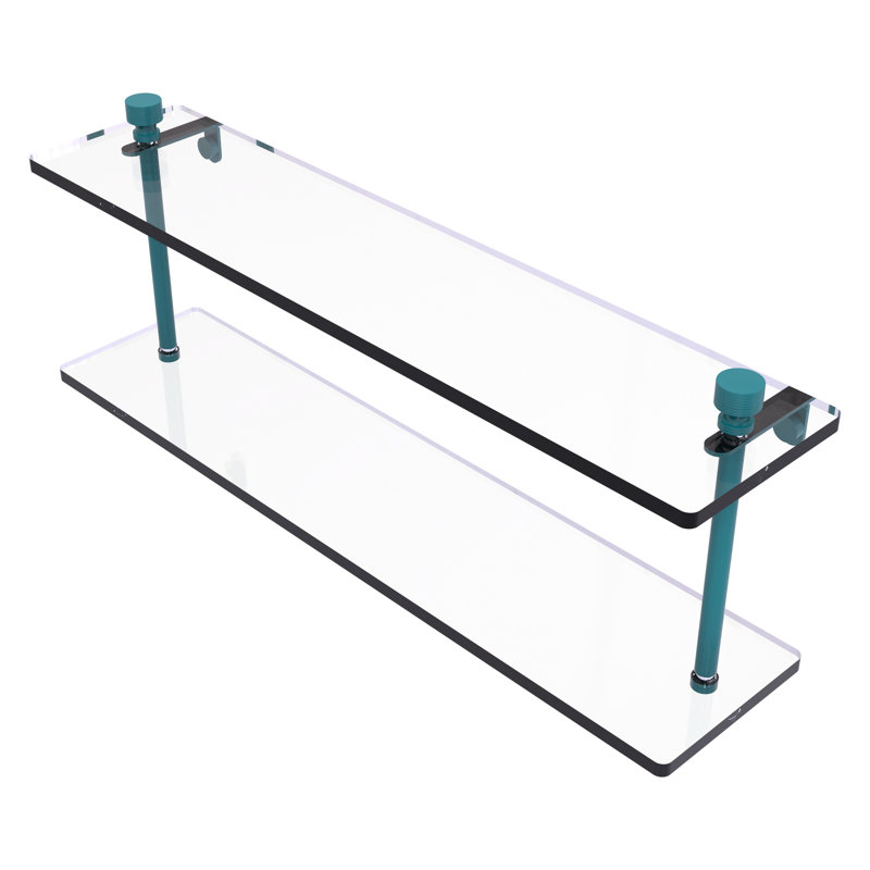 Tablette en verre Foxtrot, H 8 po x l 22 po x P 5 po, Bleu sarcelle Glokzin