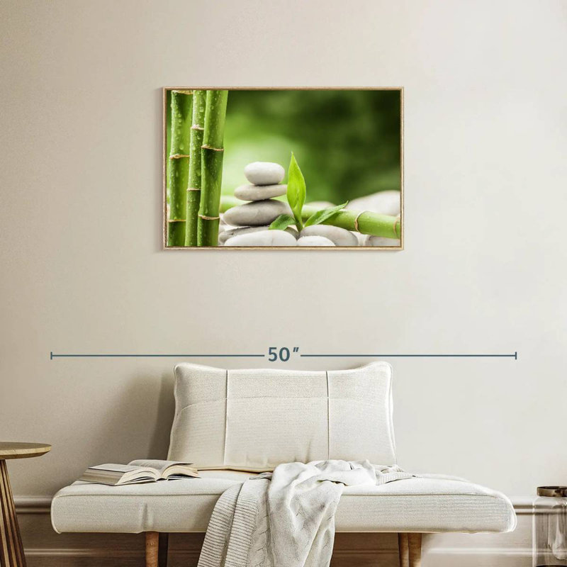Pierres et bambou, Cadre flottant en bois naturel, 31 po x 21 po