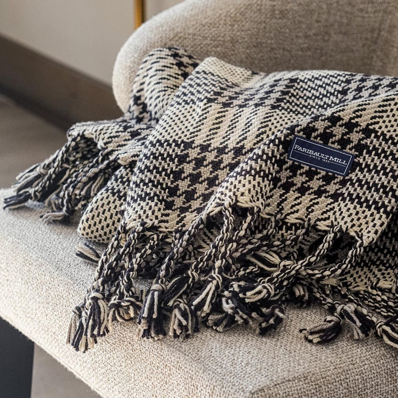 Portland Plaid Cotton Throw, Yellow/Brown
