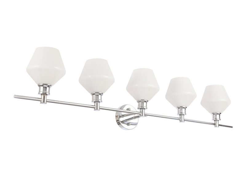 Gene light glass Wall sconce, 5 Lights, Chrome, White