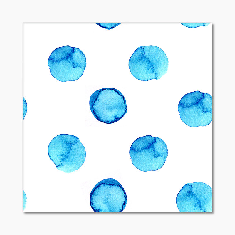 Pois bleu clair - peinture sur toile, H 16 po x l 16 po x P 1 po, Toile tendue