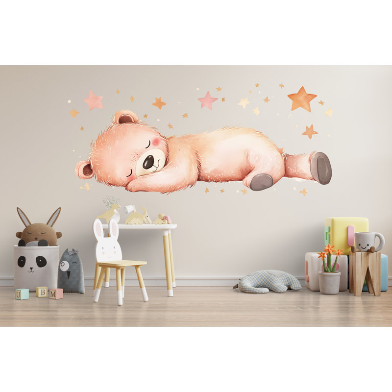 Adhésif décoratif pour chambre de bébé ours endormi, H 42 po x l 80 po