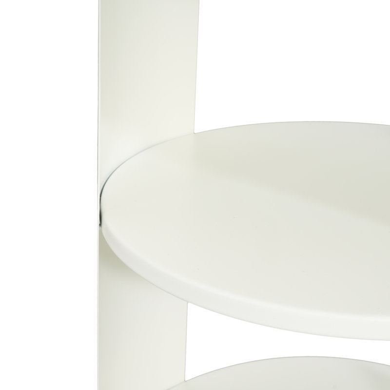 Table d'appoint en métal à 3 niveaux Gunnar avec porte coulissante et tablettes ouvertes, White