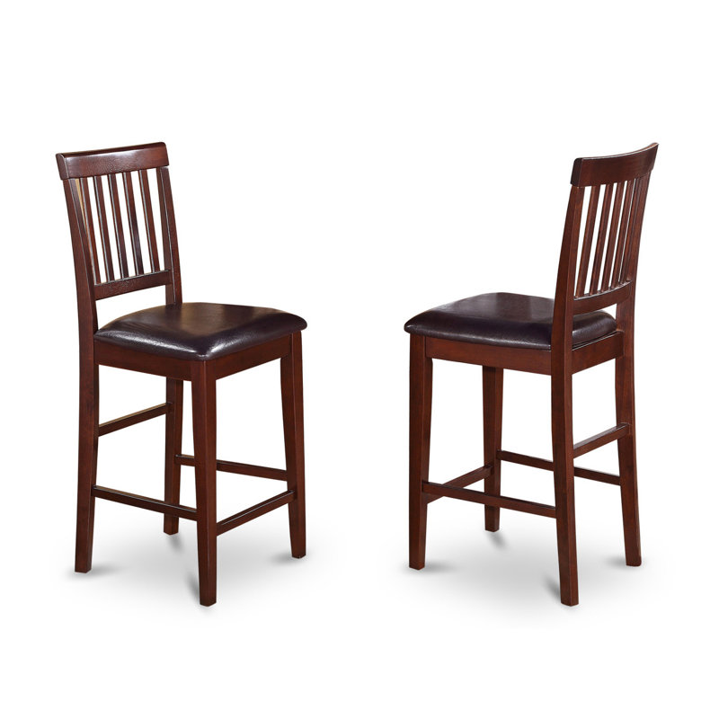 3 Piece Kitchen Counter Height Dining Table Set Contains a Rectangle Dining Room Table and 2 Faux Leather Chairs, Mahogany