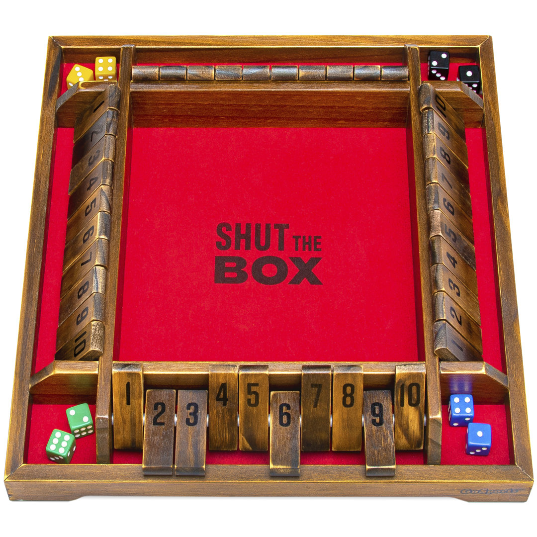 GoSports Shut the Box Premium Wooden Dice Game, Classic 4 Player Family Board Game GoSports