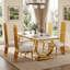 Ensemble table et chaises de salle à manger 70" blanc et or avec 4 chaises bouclées pour 4 personnes-962990989-964368507