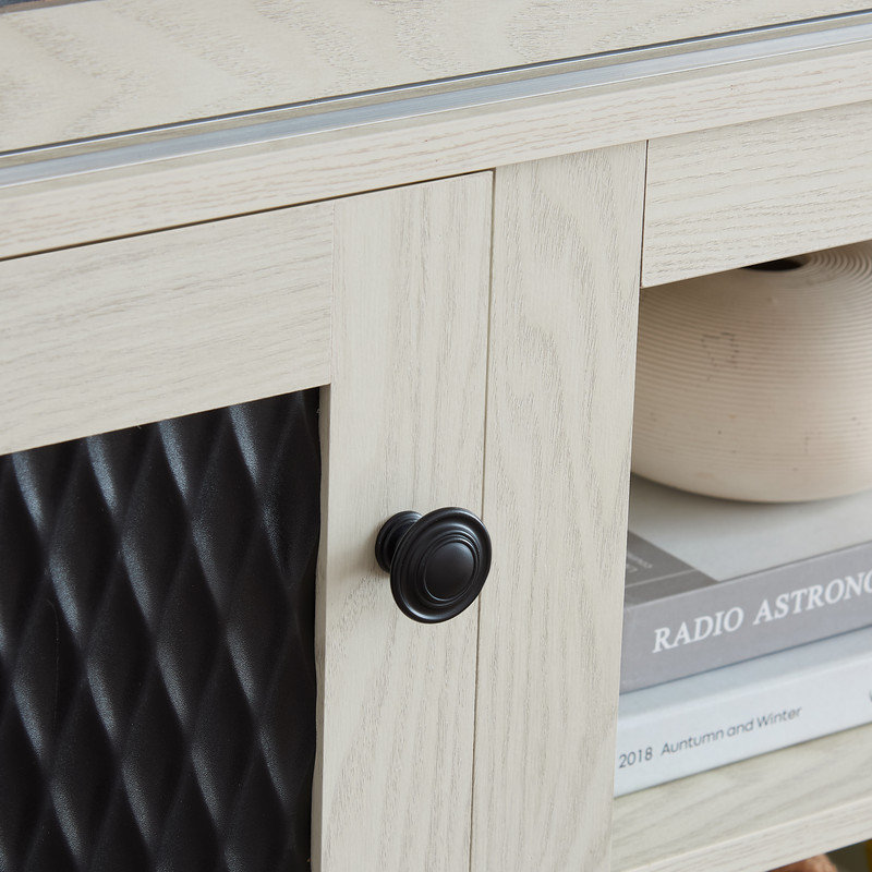 Embossed Pattern TV Stand, TV and Media Console with Open and Closed Storage Space,Entertainment Center