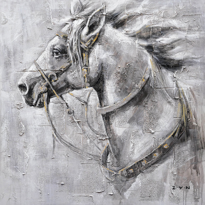 Cheval - peinture sur toile tendue, H 20 po x l 20 po x p 2 po
