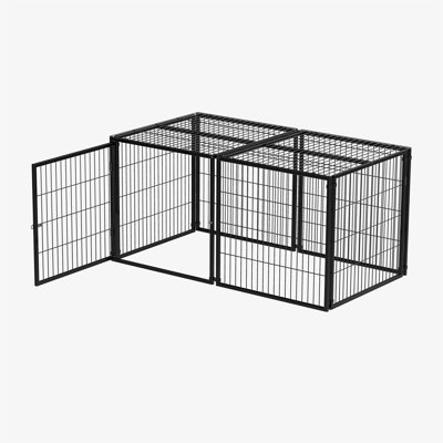 Grande cage pour chien de 63,7 po pour chien de taille moyenne avec dessus, cage pour animal de compagnie, noir, l 63,7 po x P 34,2 po x H 31,7 po.