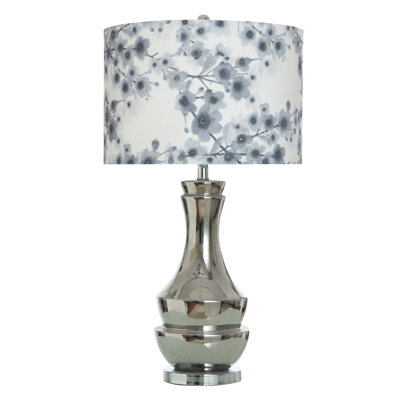 Norman Wyatt Home - Heirloom Dynasty - Ceramic Table Lamp - Plated Silver - Floral Shade