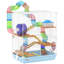 Cage à hamster à 5 niveaux avec tubes et tunnels, cage pour petits animaux avec poignée de transport portable, cage à gerbille avec bouteille d'eau, plat à nourriture, roue d'exercice-1637388946