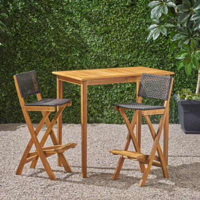 Aiyden 2 - Person Wicker Patio Dining Set with Rectangular Table
